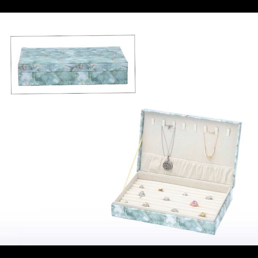 78.) New Blue Marble Faux Leather Jewelry Box